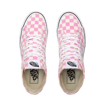 Vans Checkerboard Sk8-Hi Tapered - Kadın Bilekli Ayakkabı (Küpe Çiçeği Pembe)